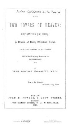 Book Cover: The two lovers of heaven, Chrysanthus and Daria